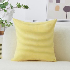 Home Brilliant Yellow Spring Pillow Covers 24 x 24 Striped Euro Sham Cover Square Soft Corduroy Throw Pillowcase for Farmhouse Bedroom Couch Summer Decor, Sundress, 60x60 cm