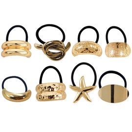 8 Piezas de Hair Ties, Metal Geométrica Pelo Coleta Titulares, Retro Elástico Hair Ties, Hair Band Cuerda Hair Cuff Wrap Accesorios para el Cabello para Mujeres Niñas