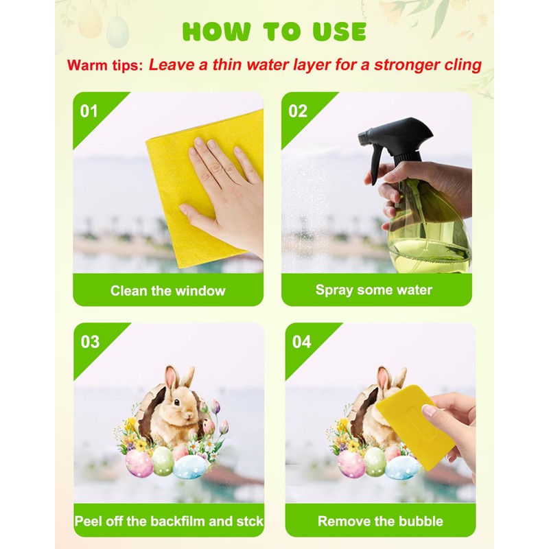 JMHACHY Easter Window Clings Decorations - 9 Sheets Easter Egg