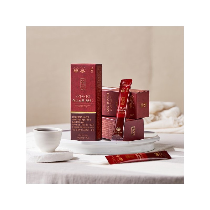 Cheonyangsam 6년근 고려홍삼정 어니스트 365 홍삼스틱 10g x 60포 선물세트+쇼핑백