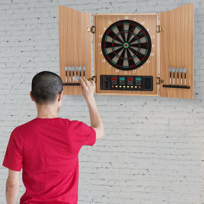 RocoReny Electronic Dartboard Cabinet Set, Soft Tip Dartboard Set 27