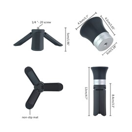 OmyLens Glass Ball Stand for Photography, Supports 60 mm to 150 mm (6 Inch) Crystal Ball, Glass Ball Holder, Suction Base + Aluminium Oxide Base (1/4"-20 General Female Thread) + Mini Tripod