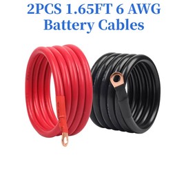 Battery Disconnect Switch, 2PCS 1.65FT 6 AWG Battery Cables with 3/8" Lug 1PCS Hex Key Battery Disconnect, RV Car Marine Boat Heavy Duty, DC 5-60V Cut Off