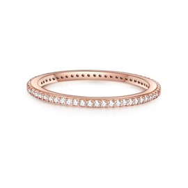 Glanzstücke München Women's Ring Sterling Silver Rose Gold-Plated Zirconia White - Memory Ring Stacking Ring Filigree, Silver, Cubic Zirconia