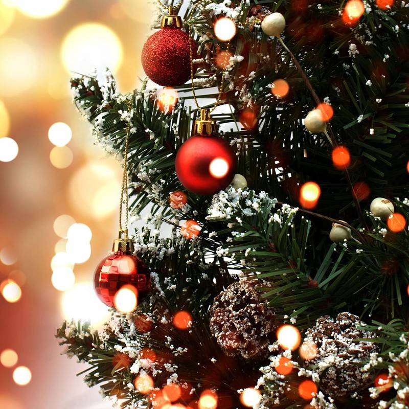Christmas Tree Ornaments, 32 Pieces, 25mm, Red Shiny and Matte,