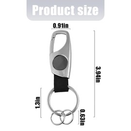 XINLIYA Car Keychain, Leather Carabiner Clip Key Chain with 2 Rings, Multifunctional Organizer Accessories, Universal Fit (Silver/Black)
