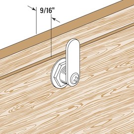 Prime-Line U 9943 - Cerradura de cajón y gabinete fundido a troquel, 3 levas, cuello recortado, 2 arandelas, 2 llaves y sujetadores - 7/8 pulgadas Longitud para 9/16 pulgadas. Grosor máximo del panel,