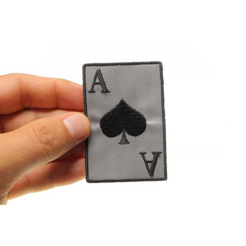 Reflective Ace of Spades Patch - 2x3 inch. Embroidered Iron