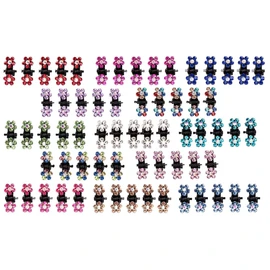 ANBALA 65pcs Mini Hair Clips No-Slip Grip Small Claw Clips Glitter Teeth Clips Rhinestone Hair Clips Metal Clamps Flower Hair Accessories for Women Girls (Mix Color)