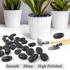 SHIZWU 1-2 Inch Polished Black River Rocks,40LB Black Polished Pebbles