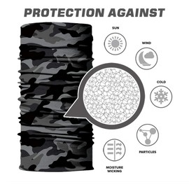 ShopINess Multifunctional Tube Scarf Unisex for Sports Camouflage Style, Grey camouflage