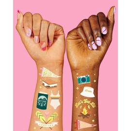 xo, Fetti Camp Bachelorette Temporary Tattoos - 42 Gold Foil Styles | Glamping Bachelorette Party Decoration, Outdoor Bridal Accessory, Bridesmaid Favor, Bride to Be Gift + Bridal Shower Supplies