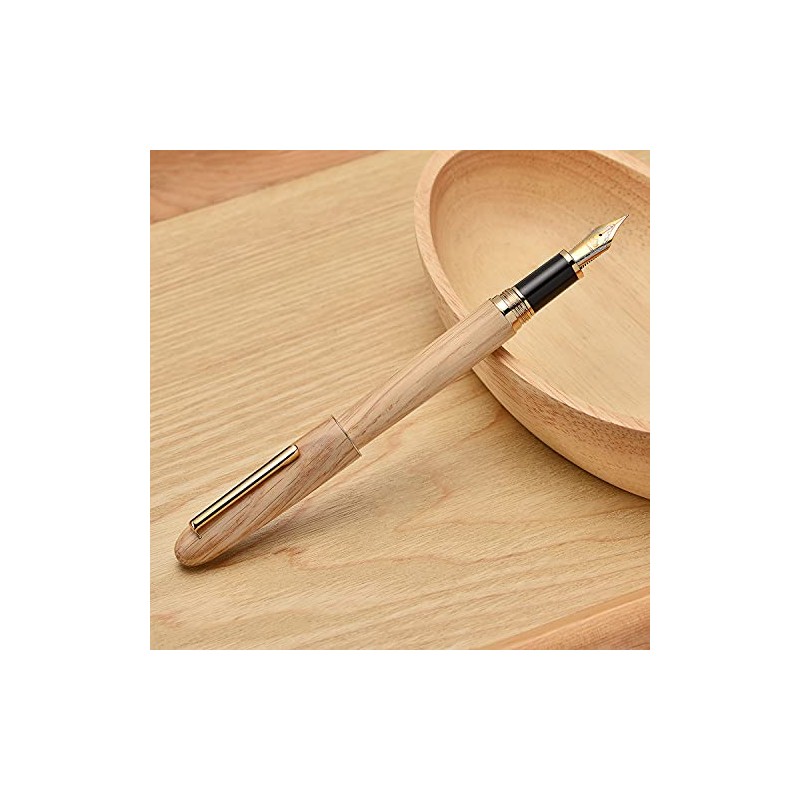 Jinhao 9036 - Pluma estilográfica de madera natural hecha a
