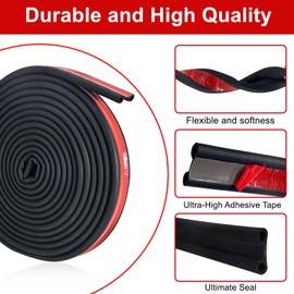 Neoprene Rubber Tonneau Cover Seal, Self-Adhesive Black Truck Tailgate Tonneau Cover Seal Strip, 295x1.5inch,1PCS