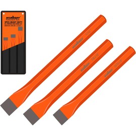 HORUSDY Juego de 3 Cinceles Fríos de Servicio Pesado, Largos de 8", 10", 12", con Bolsa Enrollable, 1 pulg, 7/8 pulg, 25/32 pulg
