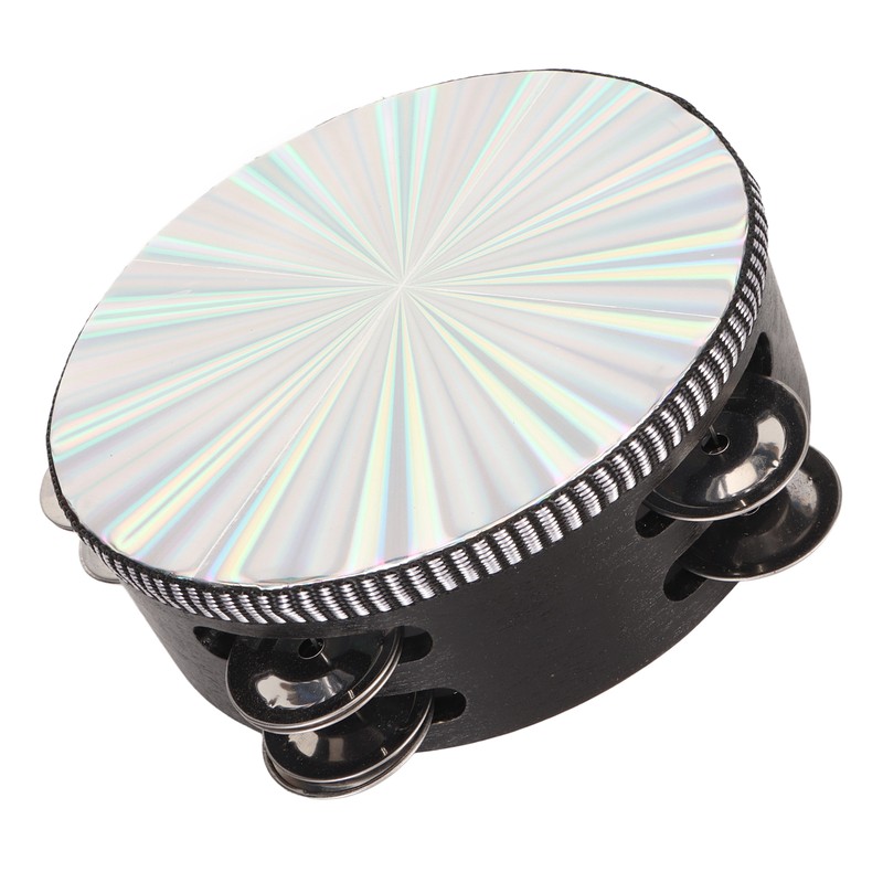 6 Inch Tambourines Double Row Melodious Polished Reflective Drum Hand