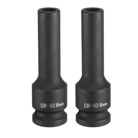 sourcing map 2Pcs 12-Point Deep Impact Socket 1/2 Inch Drive 8mm Metric Chrome Molybdenum Alloy Steel Spindle Axle Nut Impact Socket