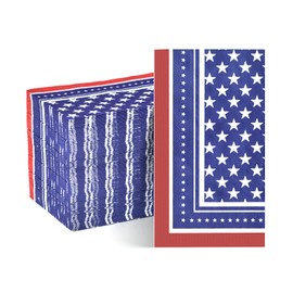 Horaldaily 100 servilletas de papel desechables patrióticas del 4 de julio, diseño de bandera estadounidense, toalla de mano para fiesta, almuerzo, cena, cocina, baño
