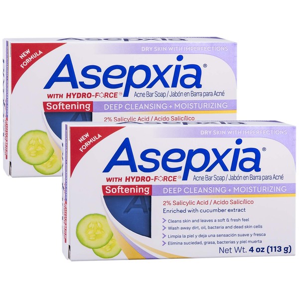 Asepxia Moisturizing Cleansing Bar Soap 4 oz (Pack of 2)