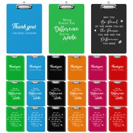 Thyle Employee Appreciation Gift Inspirational Plastic Clip Board Colored Clipboard with Low Profile Clip for School Office Coworker Team Back to School Graduation Gift, 12.4 x 8.86 Inches(36 Pcs)