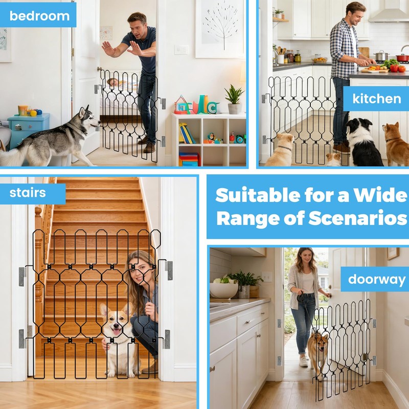 Retractable Metal Dog Gate for Front Door, Bite-Proof Pet Door