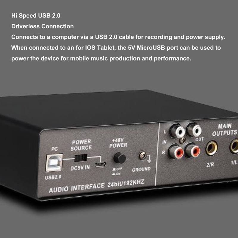 Sound Interface Professional 48V Phantom Power DSP Effect 24 Bit