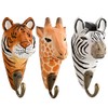 3 Wall Hooks/Coat Hooks, Made of Wood, Forest Animals: Deer,