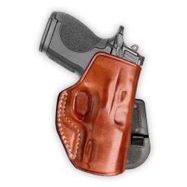 Masc Holster Leather OWB Paddle Holster Fits, S&W CSX 9mm Micro Compact 3.1'' Barrel #1620# - R/H Draw & Brown Color