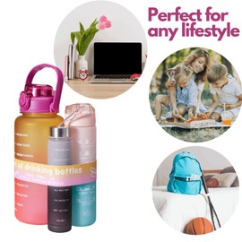 Envenzo Sports Water Bottles Set of 3 1.8L/650ML/270ML Leak-Proof, Large Gym Drinks Bottle for Adults Women, Running, Cycling, Office, School, Travel