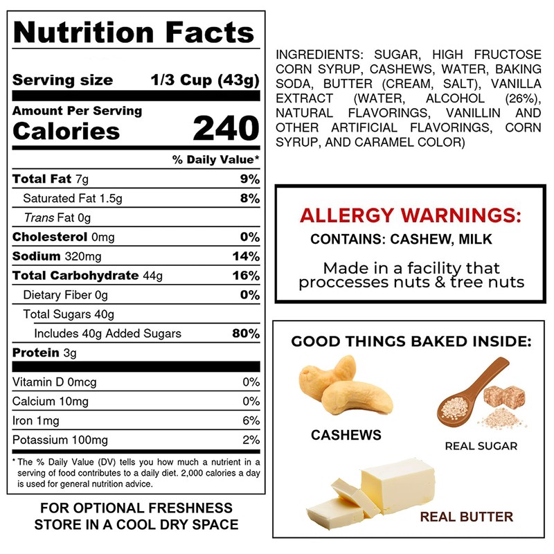 Premium Candy (Cashew Brittle (2-10 oz. Tub))
