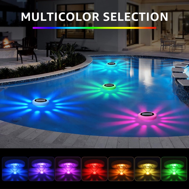 NiceBuy 4-Pack Solar Floating Pool Lights Outdoor Waterproof Solar-Powered that