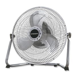 Westinghouse 12-inch High Velocity Floor Fan, 3 Speeds, Metal Grill, Stainless Steel, Vertical Tilting Airflow 90 Degree