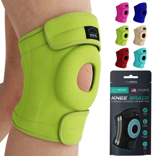 Modvel Knee Brace with Side Stabilizers | FSA or HSA eligible | Patella Gel Pads Knee Support Braces for Knee Pain, Meniscus Tear,ACL,MCL,Arthritis, Joint Pain Relief,Injury Recovery. (XXL Green)