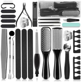 36 in 1 페디큐어 키트 전문 도구 발 라즈 풋 각질 제거기 홈 살롱 케어용 [Black] 36 in 1 Pedicure Kit Professional Tool Foot Razor Callus Remover Home Salon Care [Black]