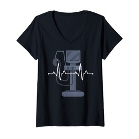 Womens ECG with monitor monitoring IMC intensive care doctor V-Neck T-Shirt