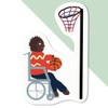 4 x Small 50mm 'Playing Netball in A Wheelchair' Permanent