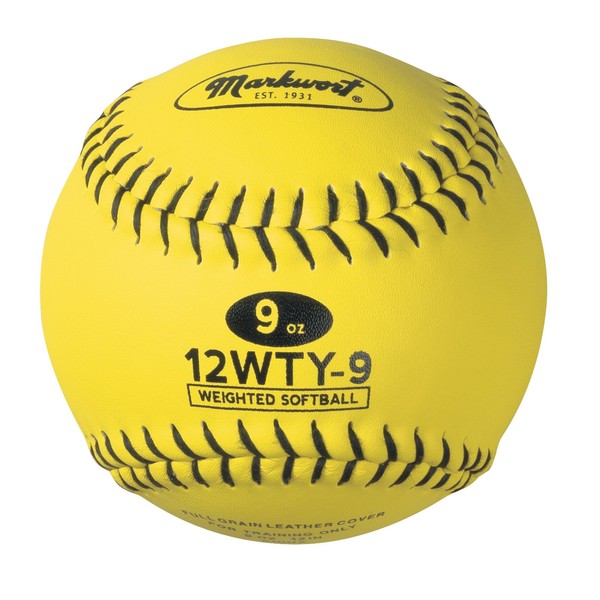 Markwort Lite Weight and Weighted Leather Softball, Optic Yellow, 4-Ounce