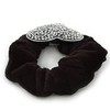 Large Crystal Classic 'Heart' Pony Tail Black Hair Scrunchie -