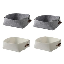 Mikinona 4pcs Felt Storage Box Set for Jewelry and Sundries Multi-purpose Desktop Organizer for Home Office Durable and Eco-friendly Material White and Black