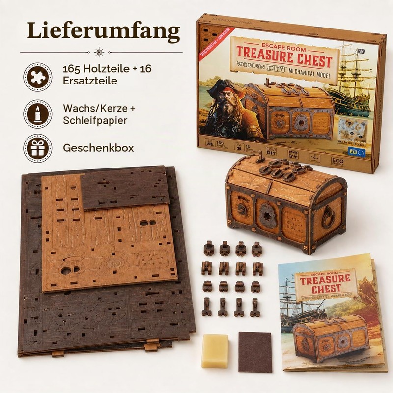 WOODEN.CITY Treasure Chest Сlue Box Wooden Puzzle Box - 3D
