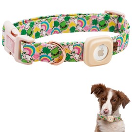 Elegant little tail Airtag Dog Collar, St Patrick's Pet with Airtag Holder Holiday Cute Puppy Adjustable Dog Collars for X-Small Dogs