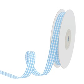 GTYBOVA - Cinta de cuadros de 3/8 pulgadas x 25 yardas, color azul cielo, 100% poliéster, borde tela, cinta a cuadros para coser, regalo, manualidades, decoración del hogar
