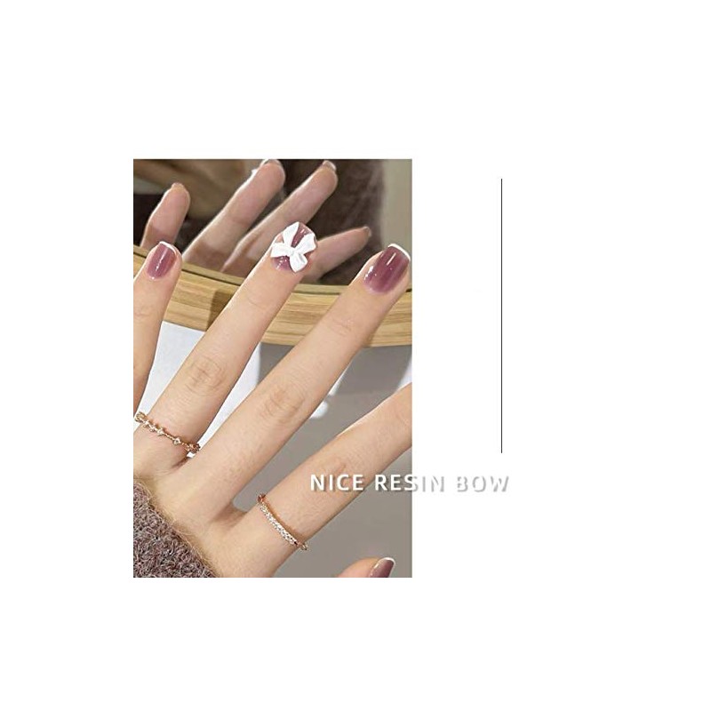 KDDOM 12 Pcs 3D Nail Decoration Resin Bow Nail Rhinestones