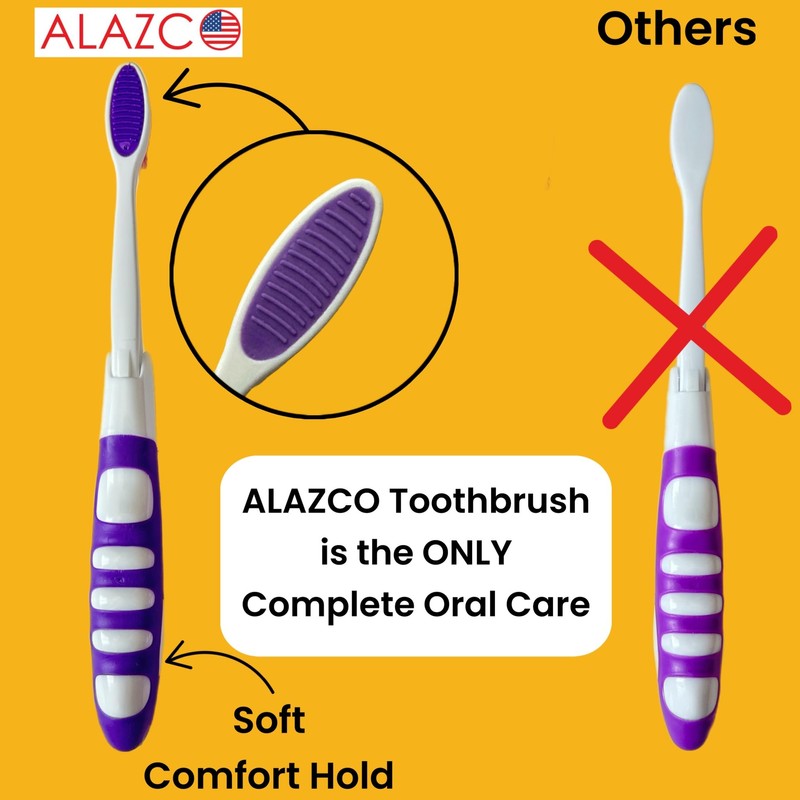ALAZCO Comfort Hold Travel Toothbrush On The Go Folding Medium