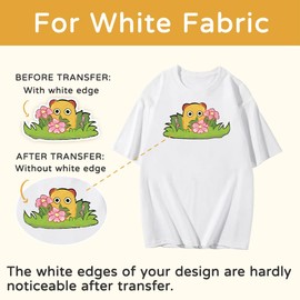 TranSmile PU-Heat Transfer Paper for T Shirts (10 Sheets, 8.5 x 11'') Printable Heat Transfer Vinyl for White Fabrics Iron on Transfers for Inkjet Printer (L-10)