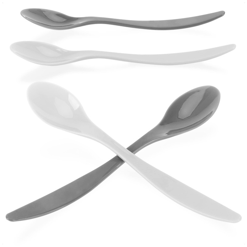 com-four® 24 x Plastic Egg Spoons - Reusable Dessert Spoons