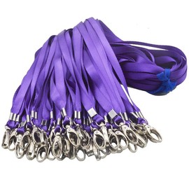 Antspirit Pack of 50 Purple Bow Clips 32 Inches - Bulk Flat Lanyard with Badge Clip Neck Cable for Key Chain, ID Cards/Brand, purple