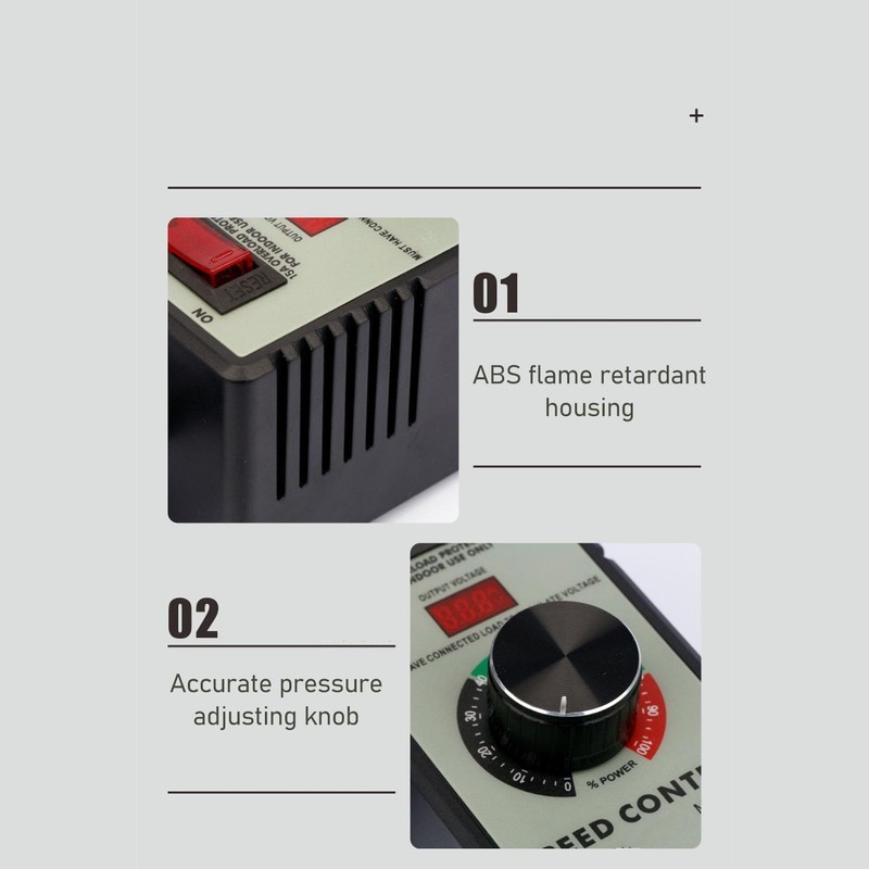 Fan Speed Controller 15A 4000W Overload Switch AC Motor Electric