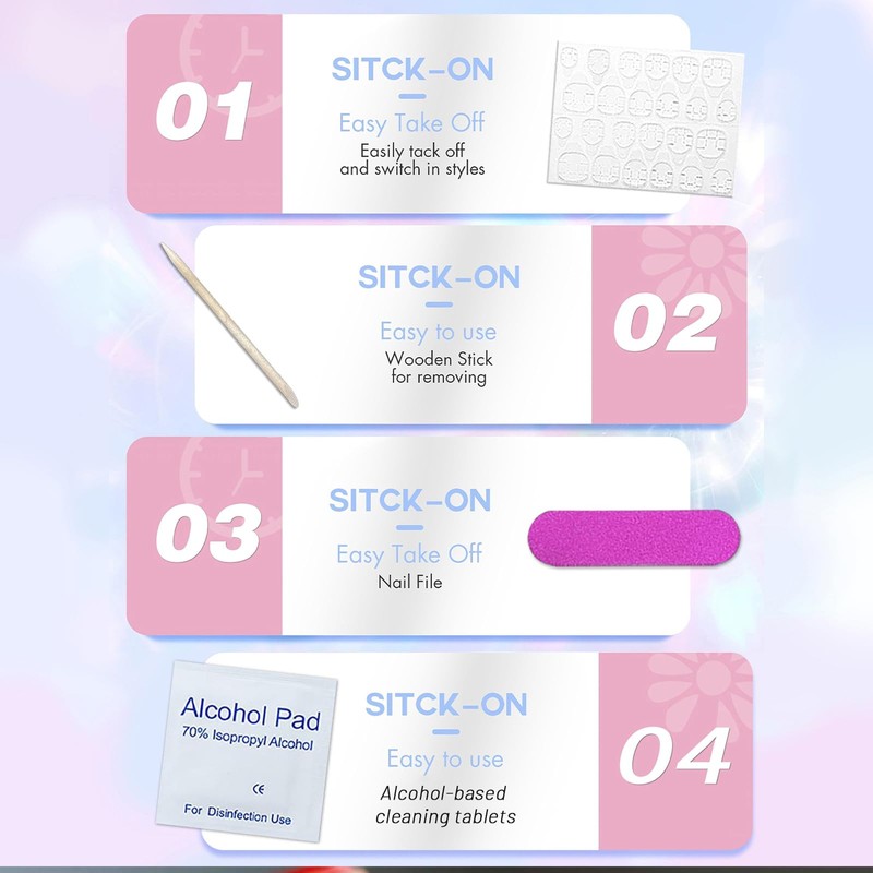 TELAIN Red Press on Nails, Short Square, False Nails with