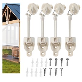 Caeafvoye Sun Shade Replacement Parts Kit: Reinforced Tie Downs & End Caps with Rings | Weather Resistant | Compatible with Coolaroo, Outdoor Blinds & Roller Shades (Beige, 2 Sets)